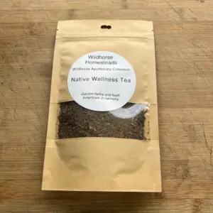 Wildhorse Homestead, Wildhorse Native, 50g, Small Batch, Loose Leaf Tea, Herbal Tea, Native Tea, Wellness Tea, Lemon Myrtle, Tulsi, Holy Basil, Raspberry Leaf, Cranberry Hibiscus, Australian Natives, Farm Grown, Homegrown, Pesticide Free, Vegan, Gluten Free, Eco Friendly, Handcrafted, Adaptogen, Stress Relief, Hormone Balance, Antioxidant Rich, Immune Support, Caffeine Free, Botanical Medicine, Mindfulness, Ritual, Meditation Tea, Yoga Essentials, Holistic Living, Self Care, Slow Living, Spiritual Wellness