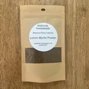 lemon myrtle powder, native australian herb, herbal cooking ingredient, vegan baking ingredient, bush citrus spice