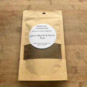 lemon myrtle seasoning, garlic rub, vegan seasoning blend, native citrus spice