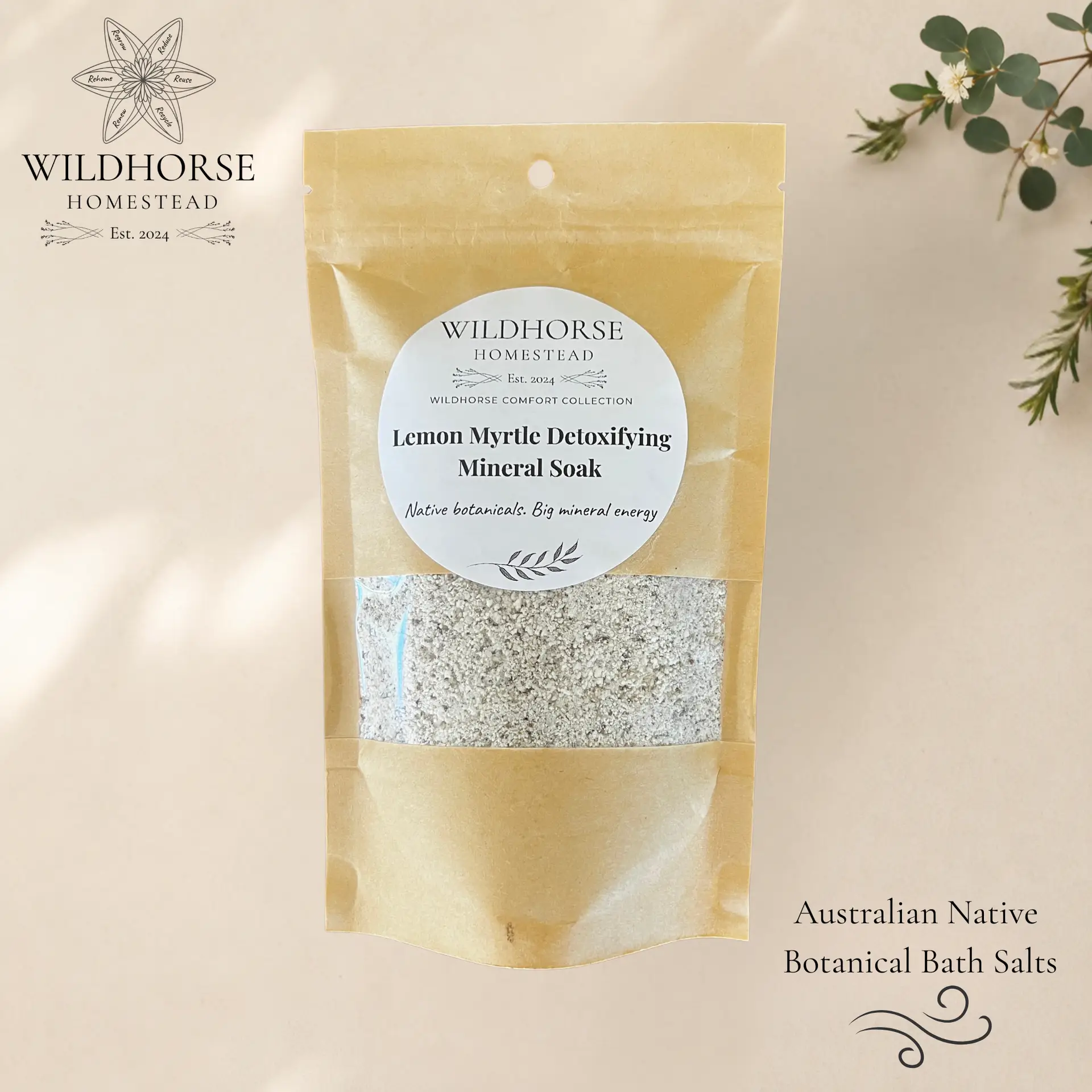 Wildhorse Lemon Myrtle Detoxifying Mineral Soak 180g