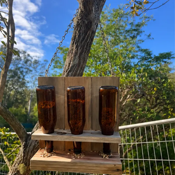 Wildhorse Woodworx Rustic Triple Bottle Bird Feeder