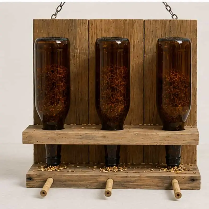 Wildhorse Woodworx Rustic Triple Bottle Bird Feeder - Image 3