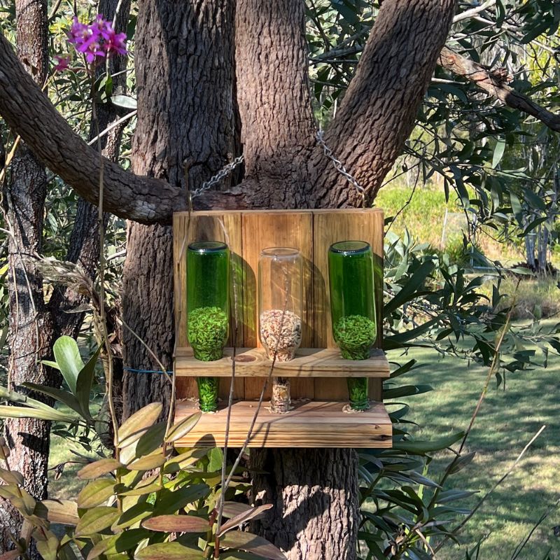 Rustic Triple Bird Feeder main
