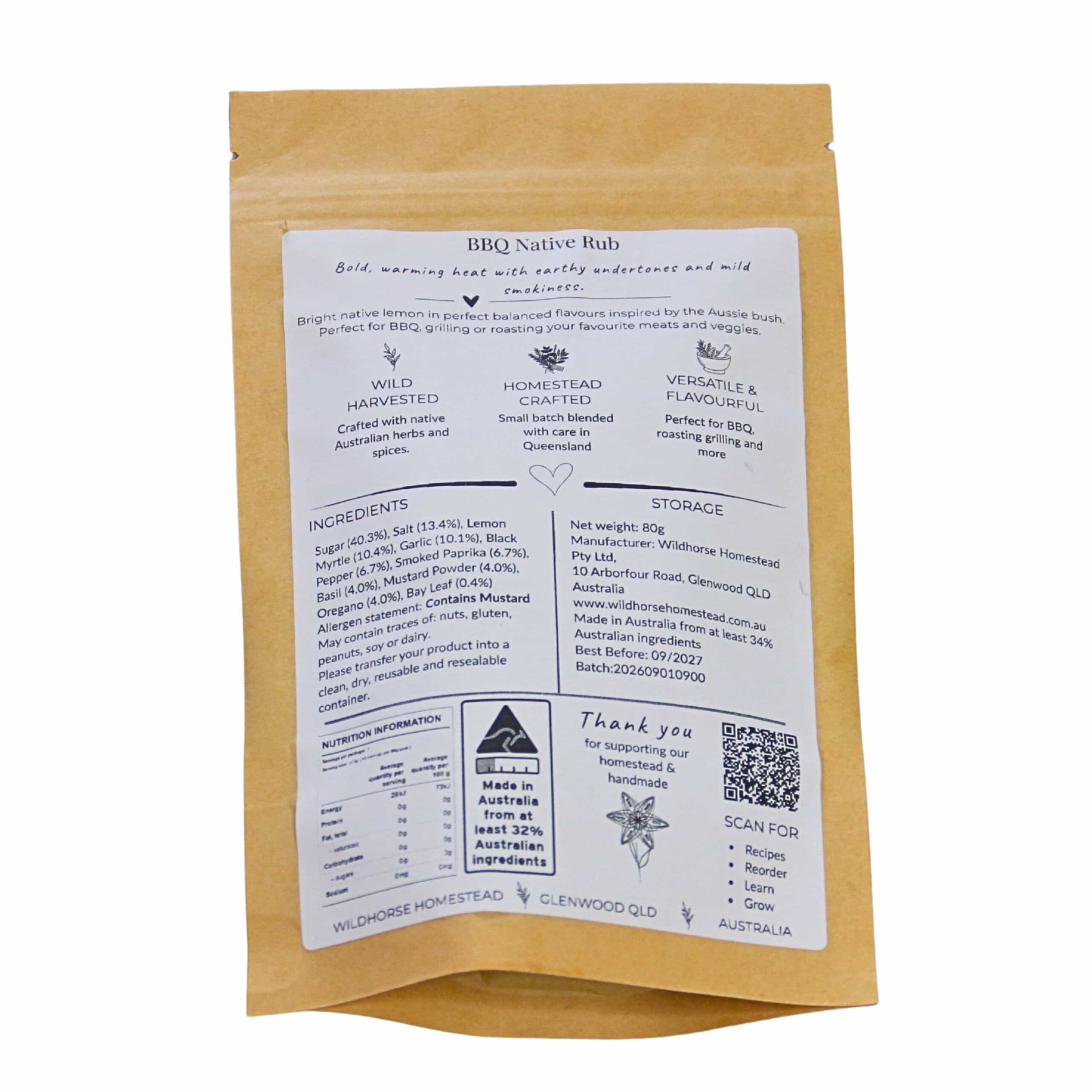 Wildhorse Homestead BBQ Native Rub - 80g - Image 4