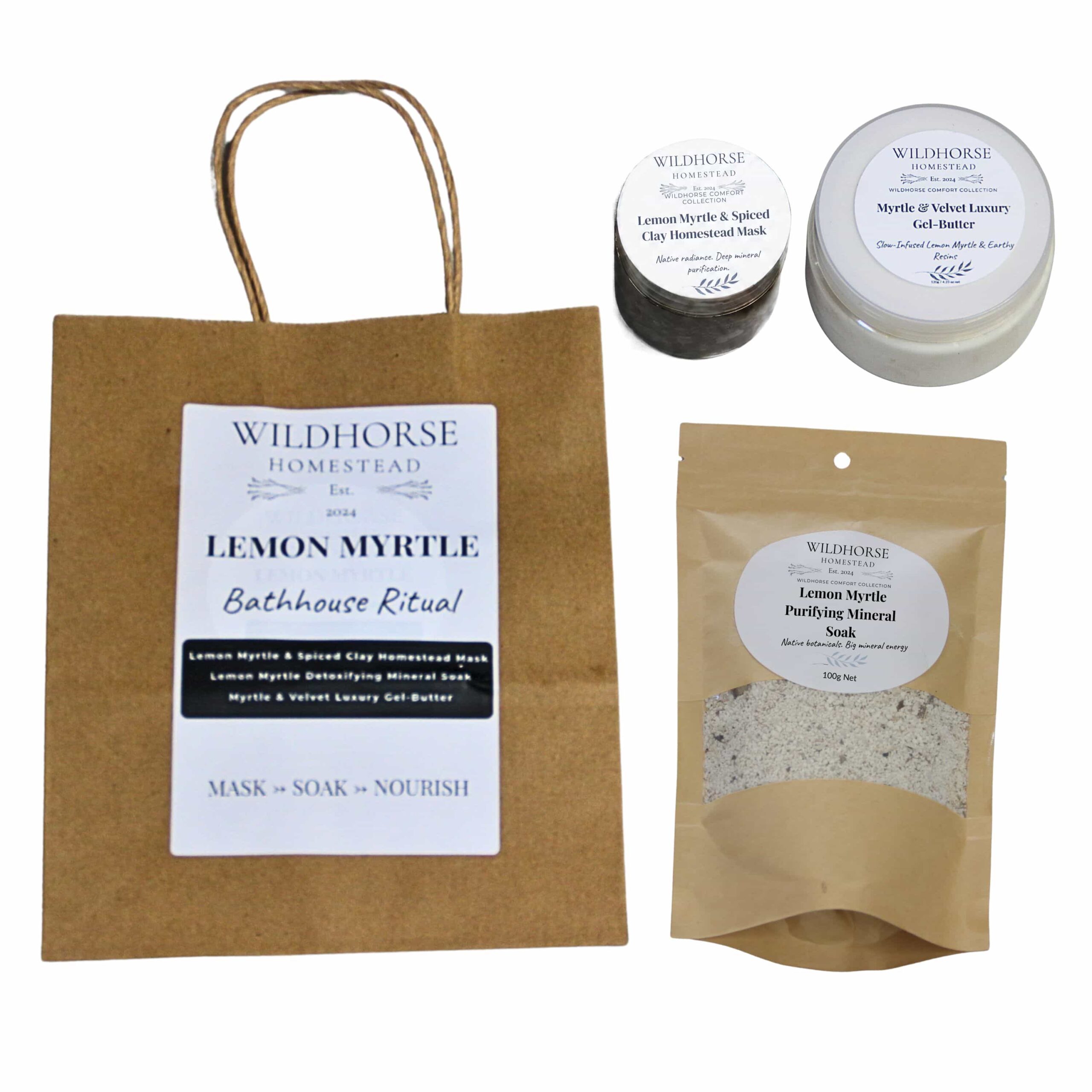Wildhorse Homestead Lemon Myrtle Bathhouse Ritual — Gift Set (3-Piece)