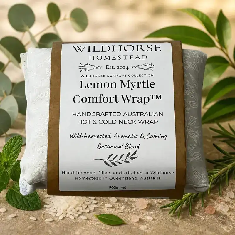Wildhorse Homestead Lemon Myrtle Comfort Wrap™ — Handcrafted Australian Hot & Cold Neck Wrap - Image 17