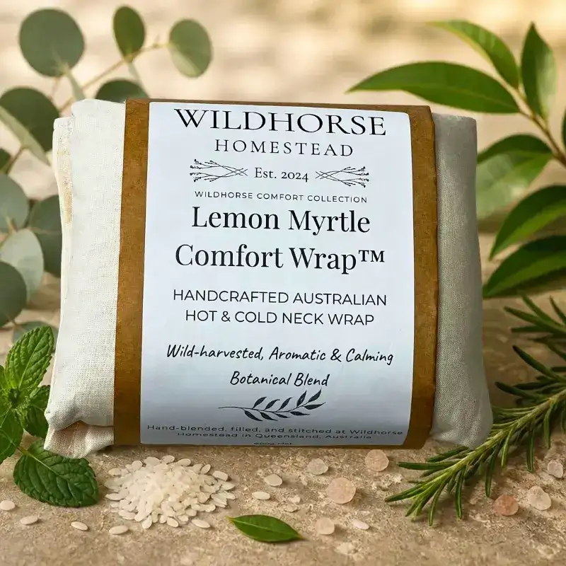 Wildhorse Homestead Lemon Myrtle Comfort Wrap™ — Handcrafted Australian Hot & Cold Neck Wrap - Image 13