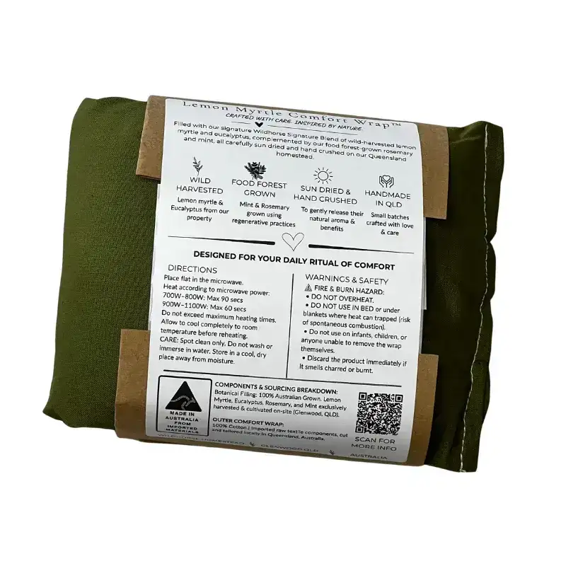Wildhorse Homestead Lemon Myrtle Comfort Wrap™ — Handcrafted Australian Hot & Cold Neck Wrap - Image 2