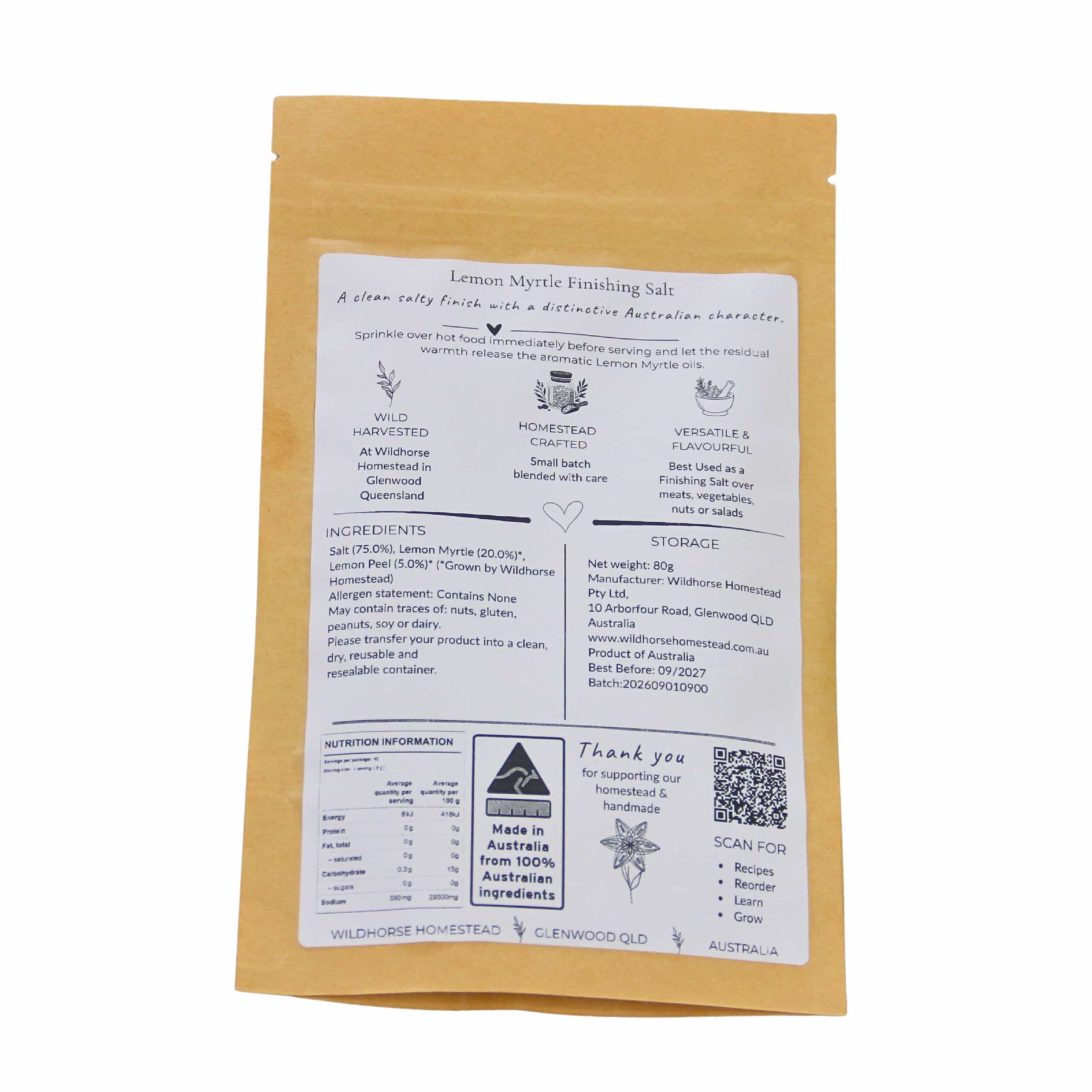 Wildhorse Homestead Lemon Myrtle Finishing Salt - 80g - Image 4
